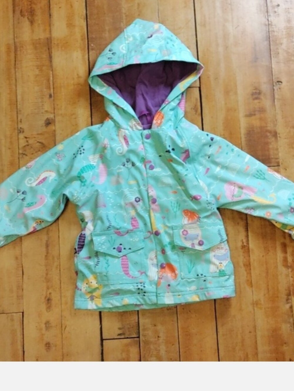 Oaki rain coat 3T line hooded jacket mermaid blue purple cotton spring